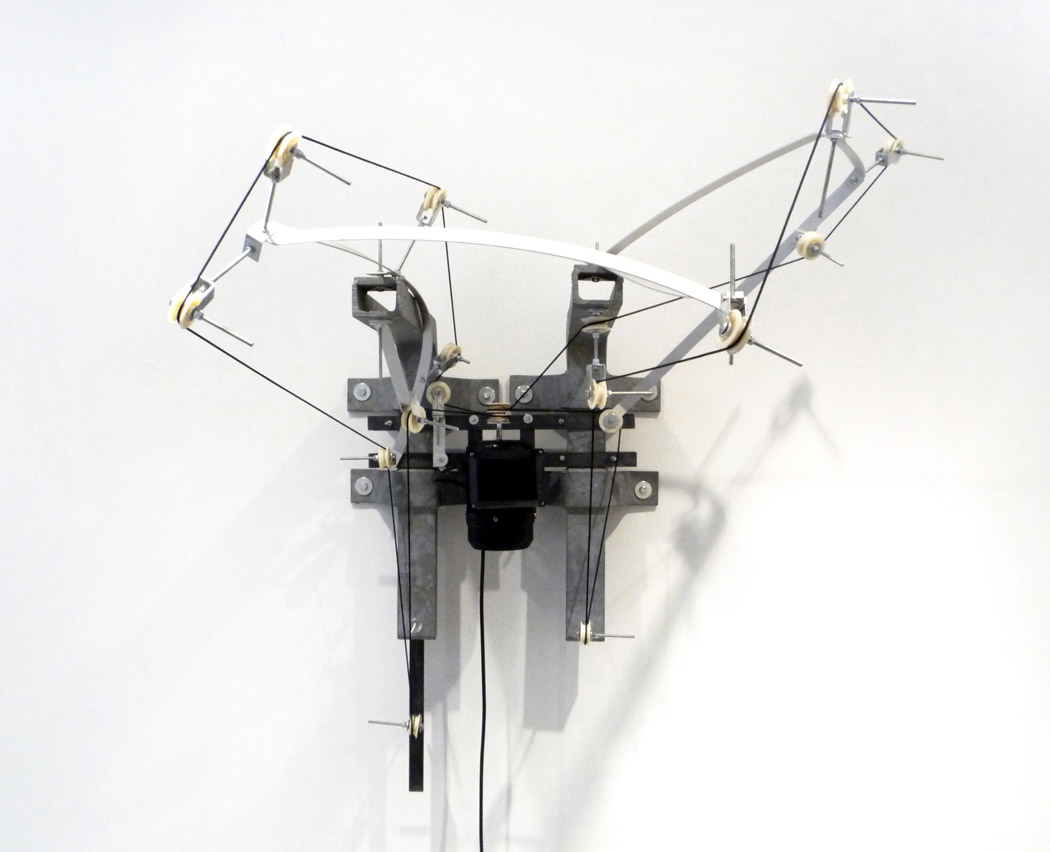 Alberto Tadiello, K, Metal brackets, aluminium bar, pulleys, nylon cord, nuts and bolts, electric motor, various dimensions, 2009